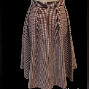 Size 6 or 7 Wool Brown and Tan A-Line Maxi Skirt with Pleats